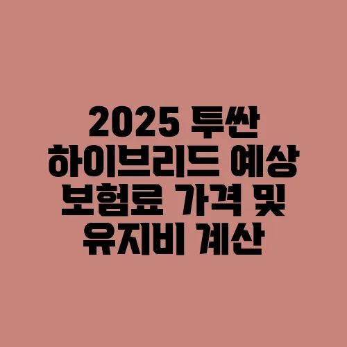 2025 투싼 하이브리드 예상 보험료 가격 및 유지비 계산