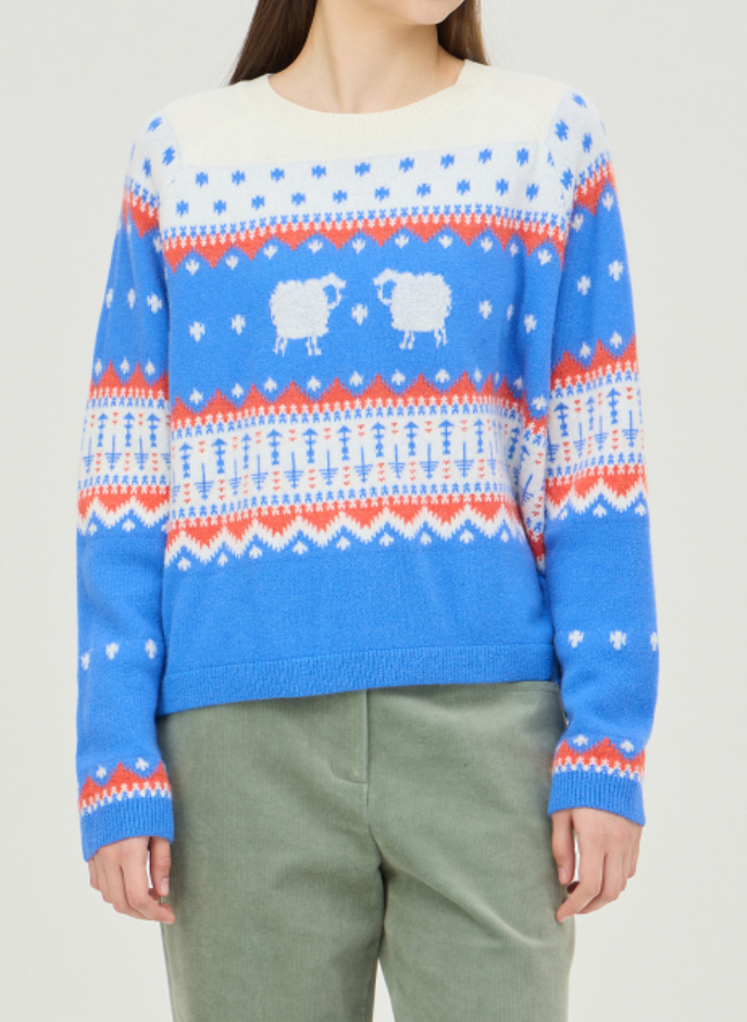 양 자카드 니트 풀오버