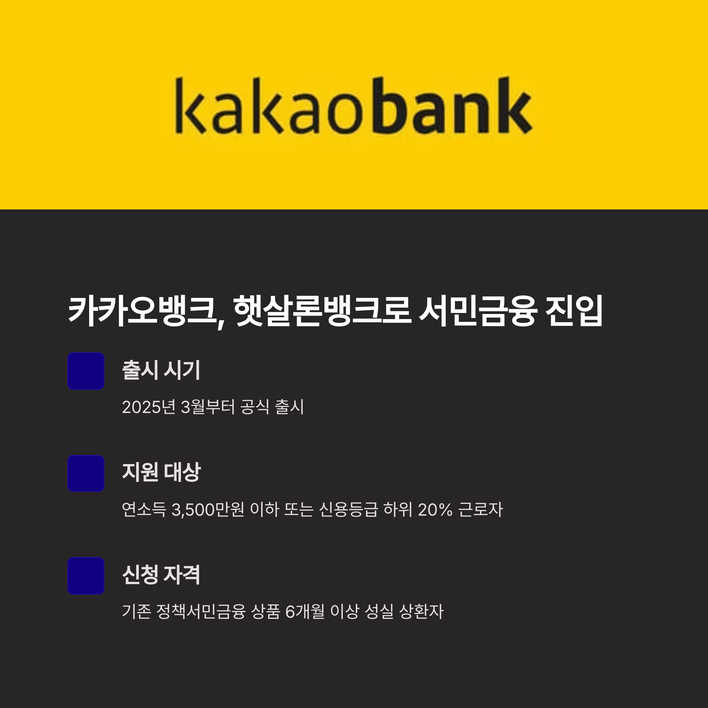 카카오뱅크, 햇살론뱅크로 서민금융 진입