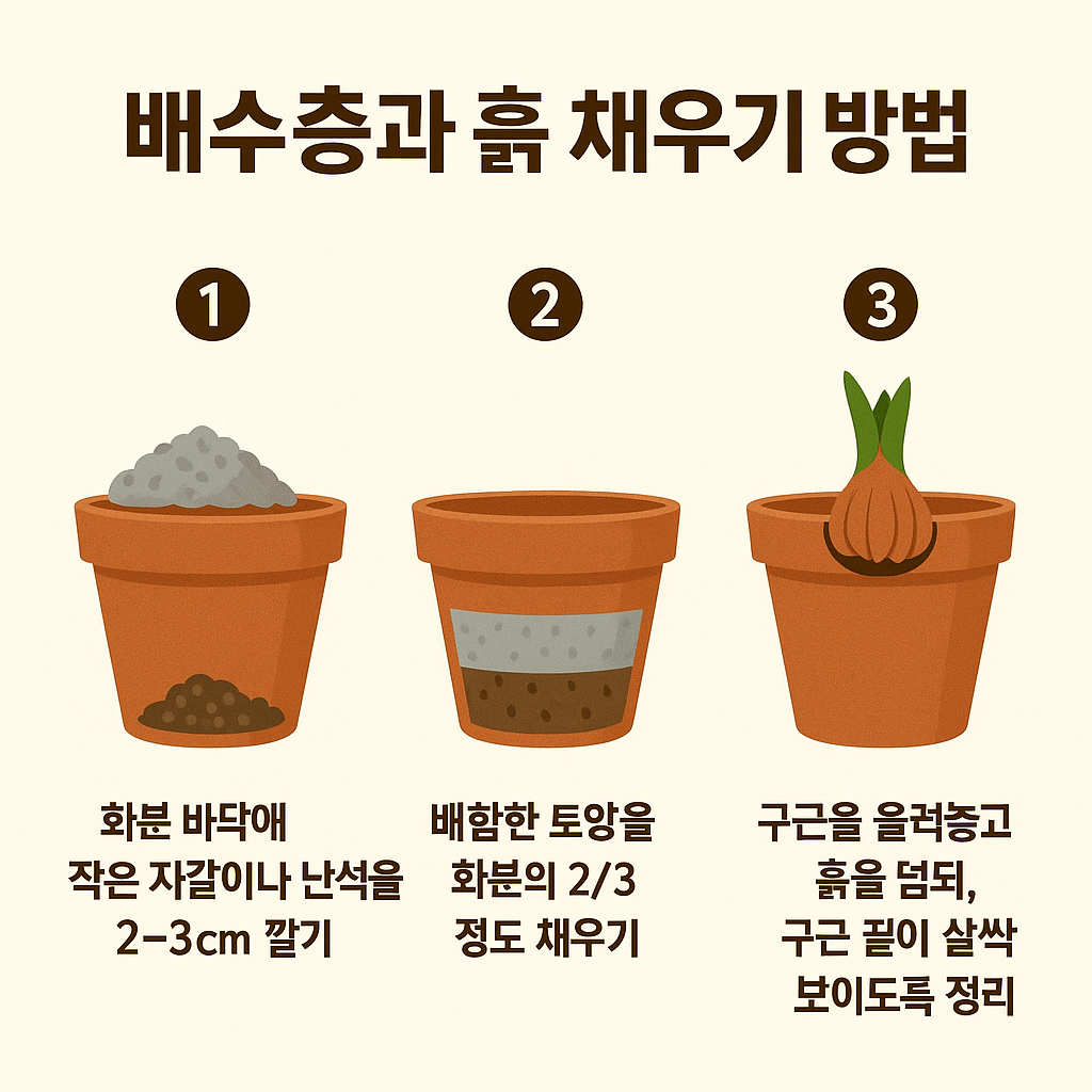 배수층과 흙 채우기 방법