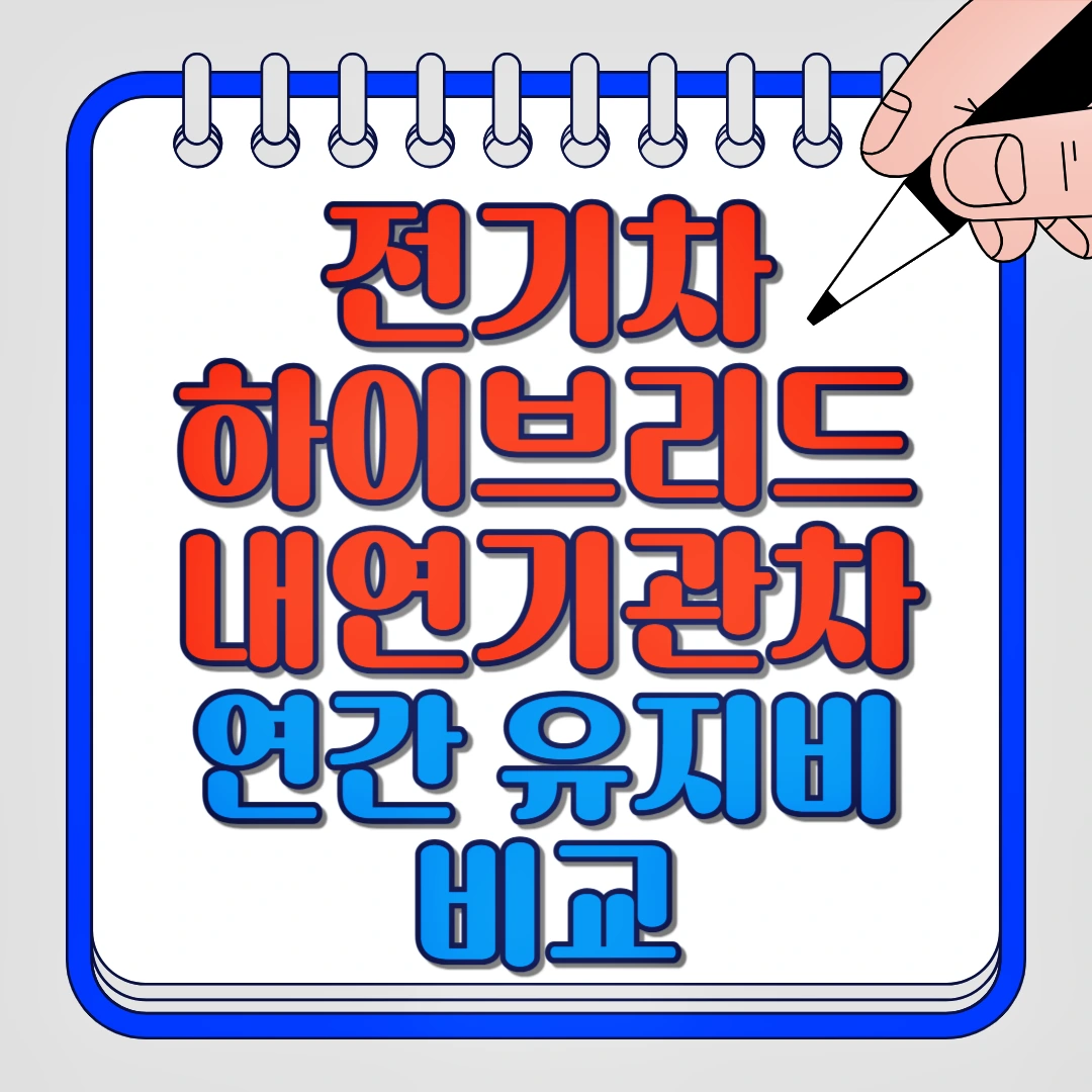 전기차, 하이브리드, 내연기관차 연간 유지비 비교