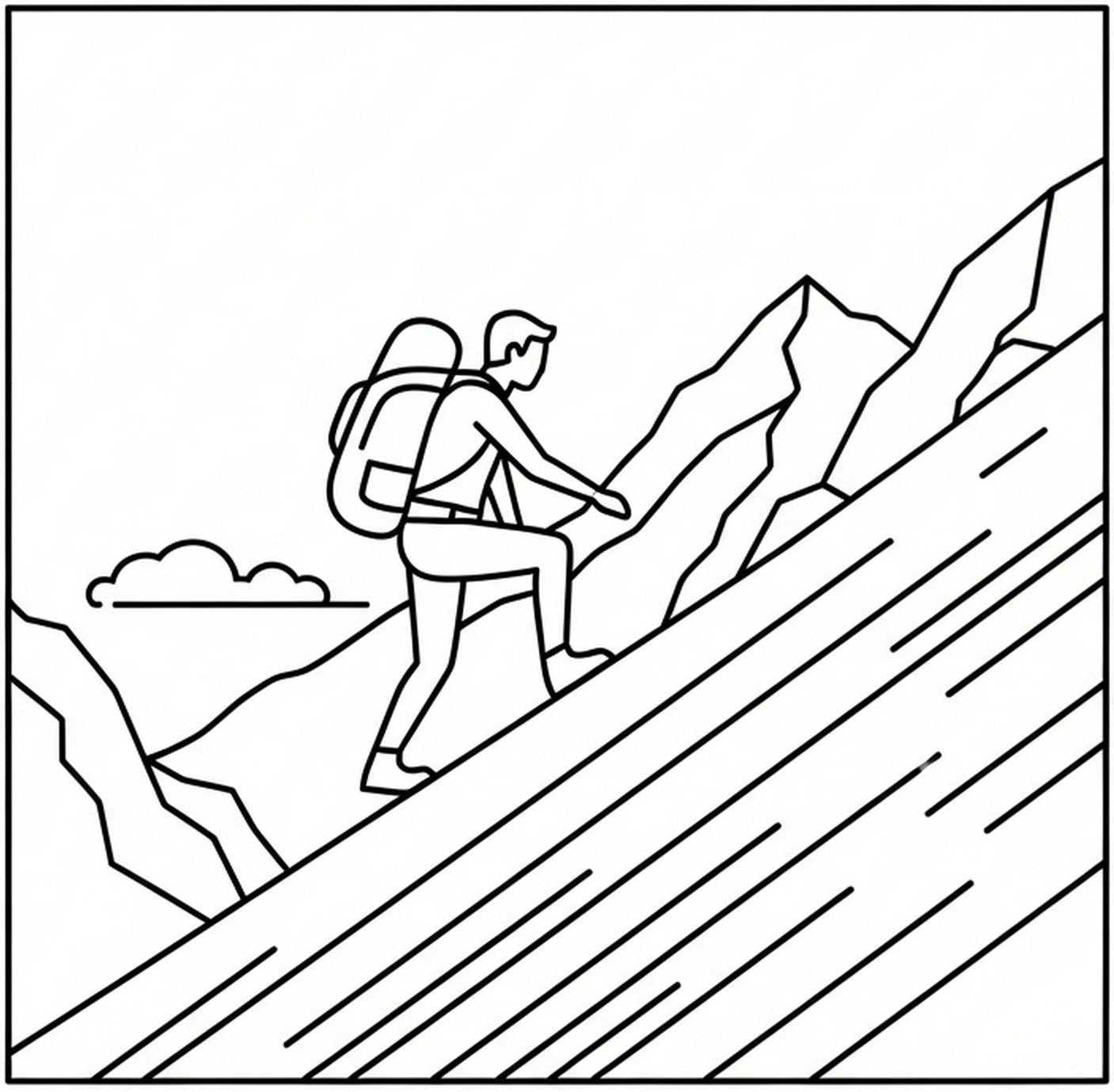 등산 경사에서 무거운 가방