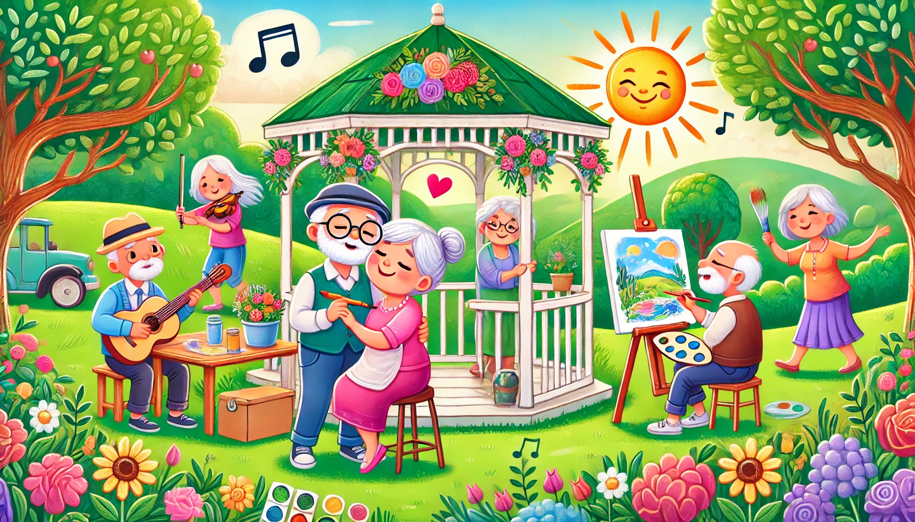 다양하게-활동하고있는-60대-일러스트