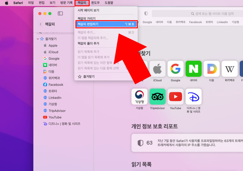 사파리 즐겨찾기 편집