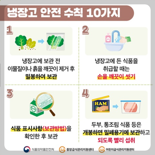 냉장고 청소 방법과 안전 수칙 10가지, 대한민국정책브리핑 참고