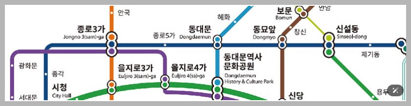 환승역을 신호등처럼 구분한 방식