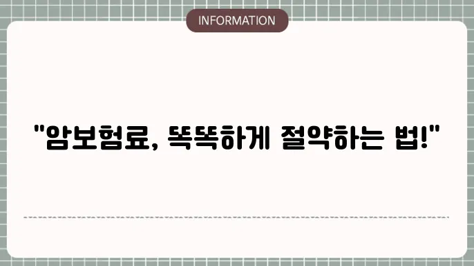 암보험료 - 보험료 절약 방법 냏 비교