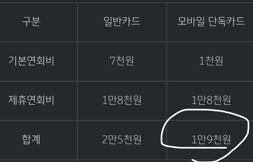 연회비안내