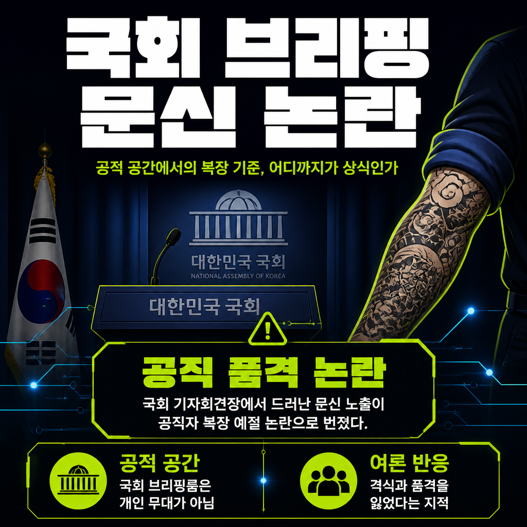 국회 브리핑 문신 논란