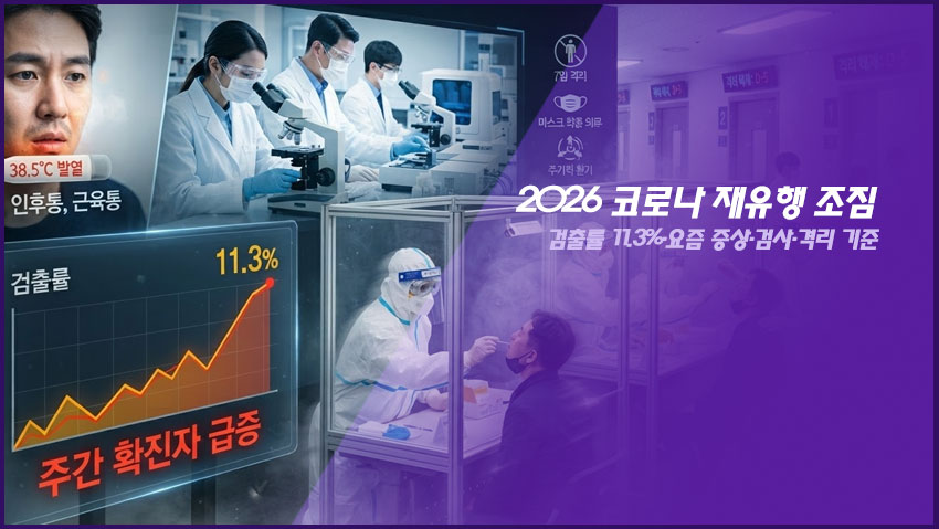 2026 코로나 재유행 조짐｜검출률 11.3%&middot;요즘 증상&middot;검사&middot;격리 기준