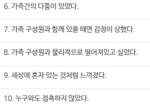 심리상담센터 상담문항(예시)