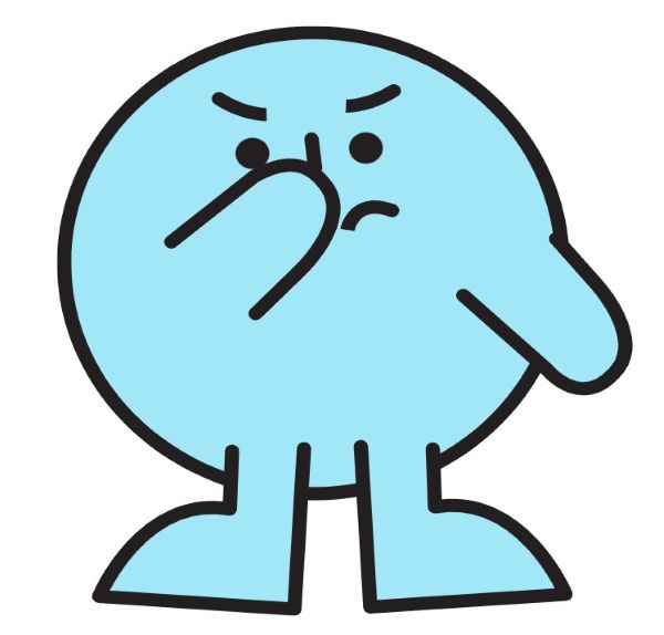 입냄세로 코를 막고 있는 모습 일러스트