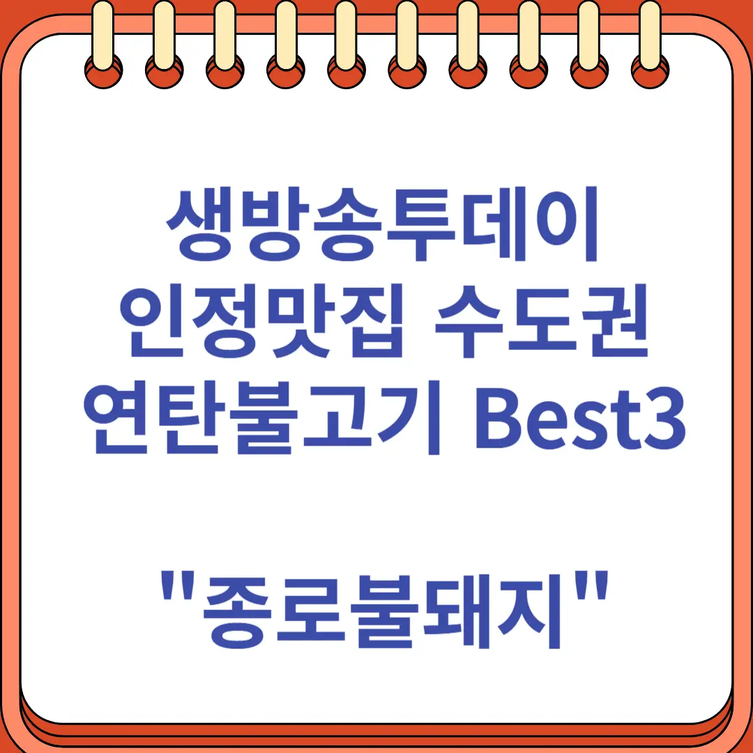 생방송투데이 인정맛집 수도권 연탄불고기 Best3 종로불돼지