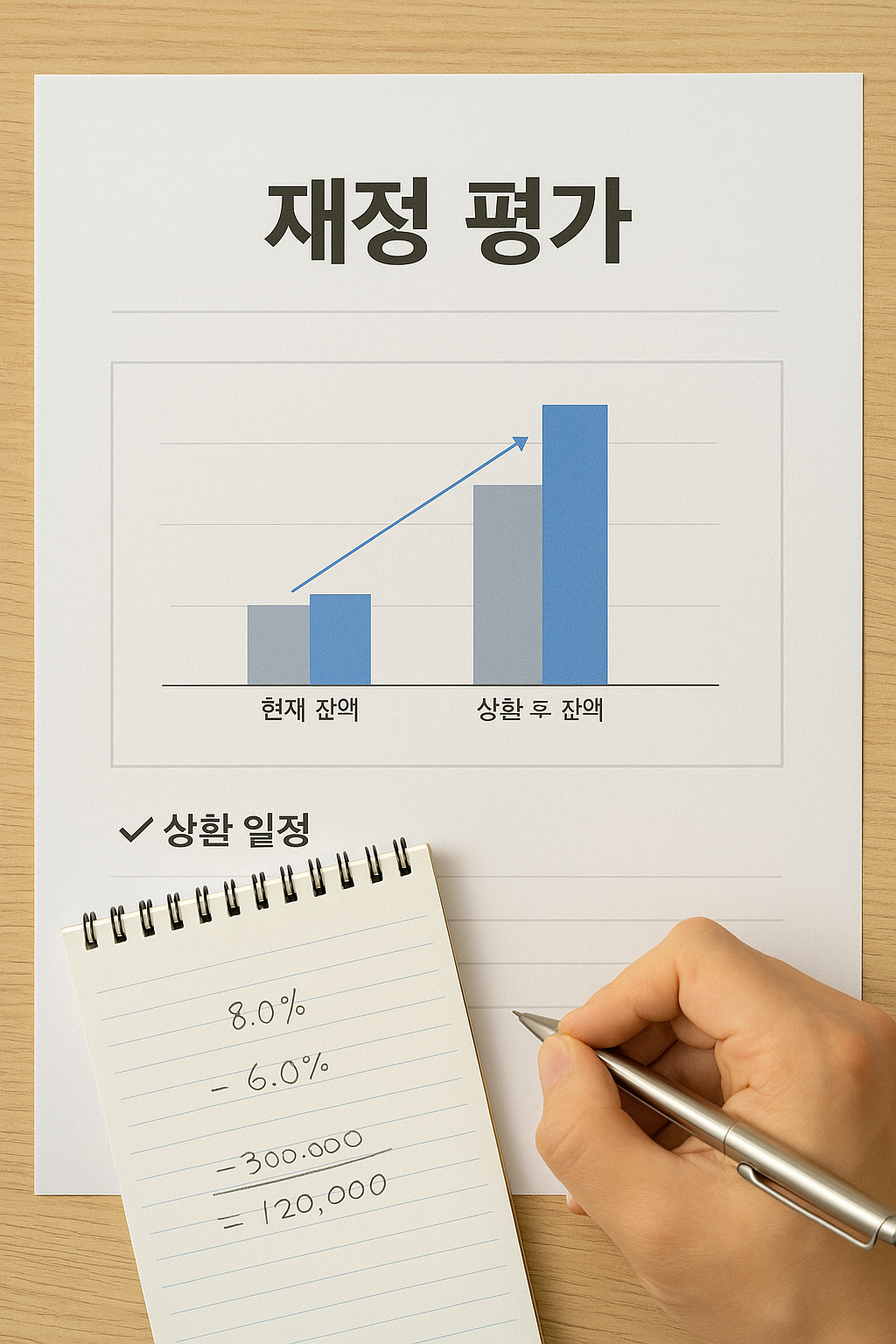 대출 전환 1시간 루틴—체크리스트와 펜, 정돈된 데스크