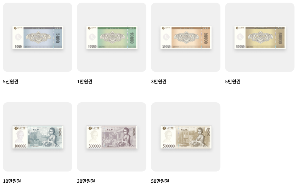 롯데상품권 종류