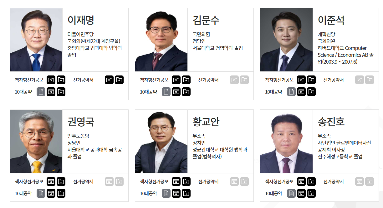 대선 공약 비교