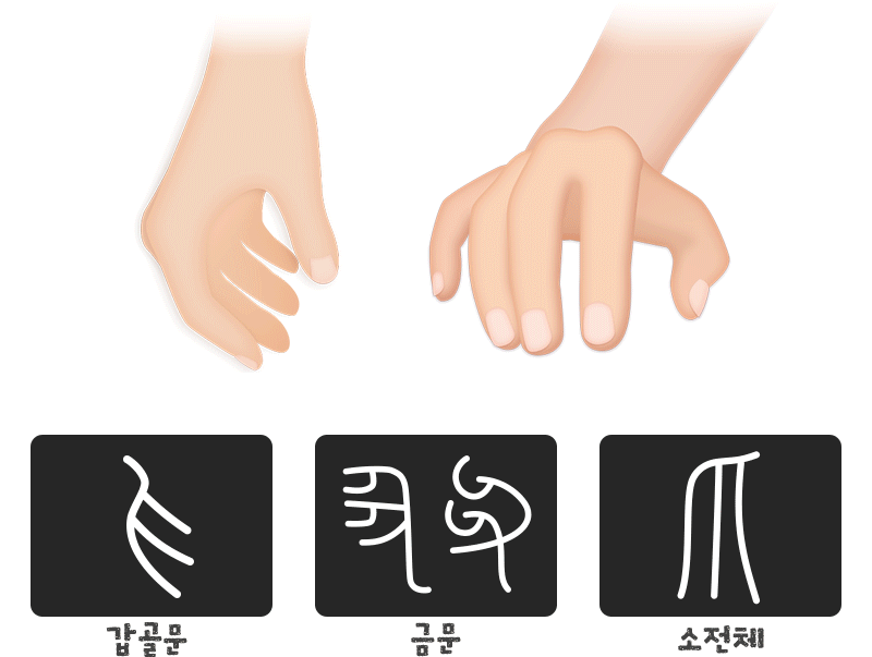 爪 (손톱 조) 갑골문 금문 소전체