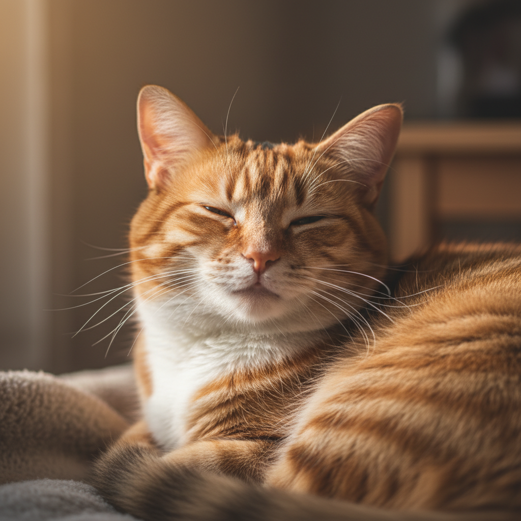 골골송을 하는 고양이 얼굴 이미지