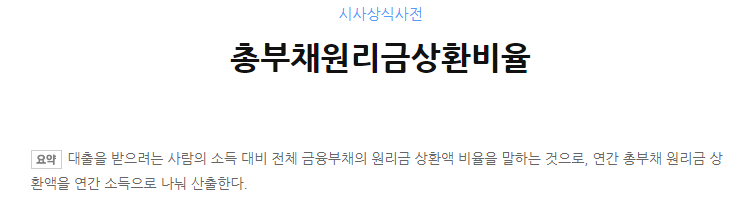 DSR 총부채원리금상환비율