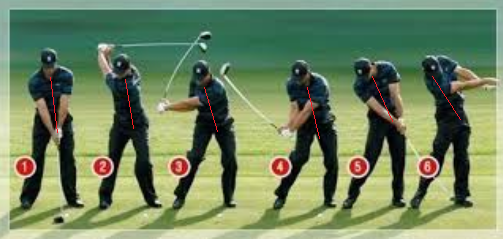 타이거우즈 골프 스윙 척추각도 사진