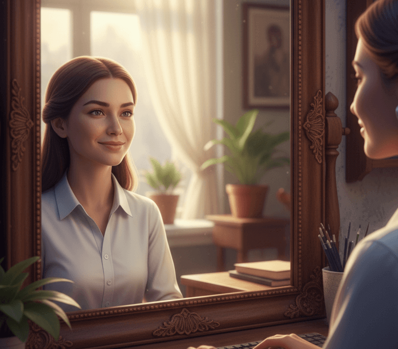 거울속 여성, 거울, 여성