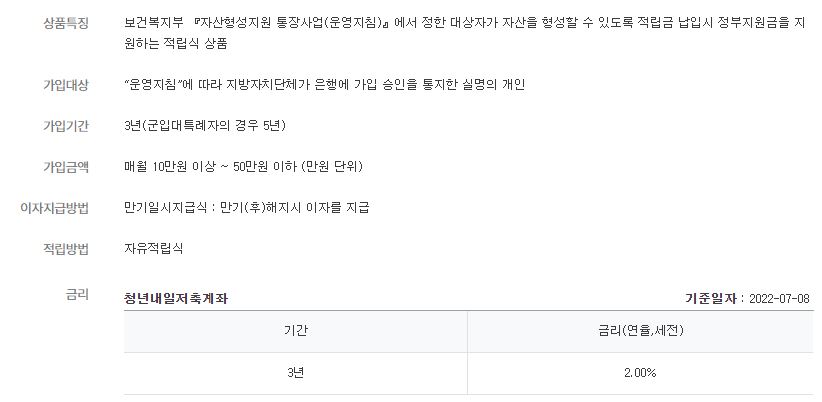청년내일저축계좌 이자