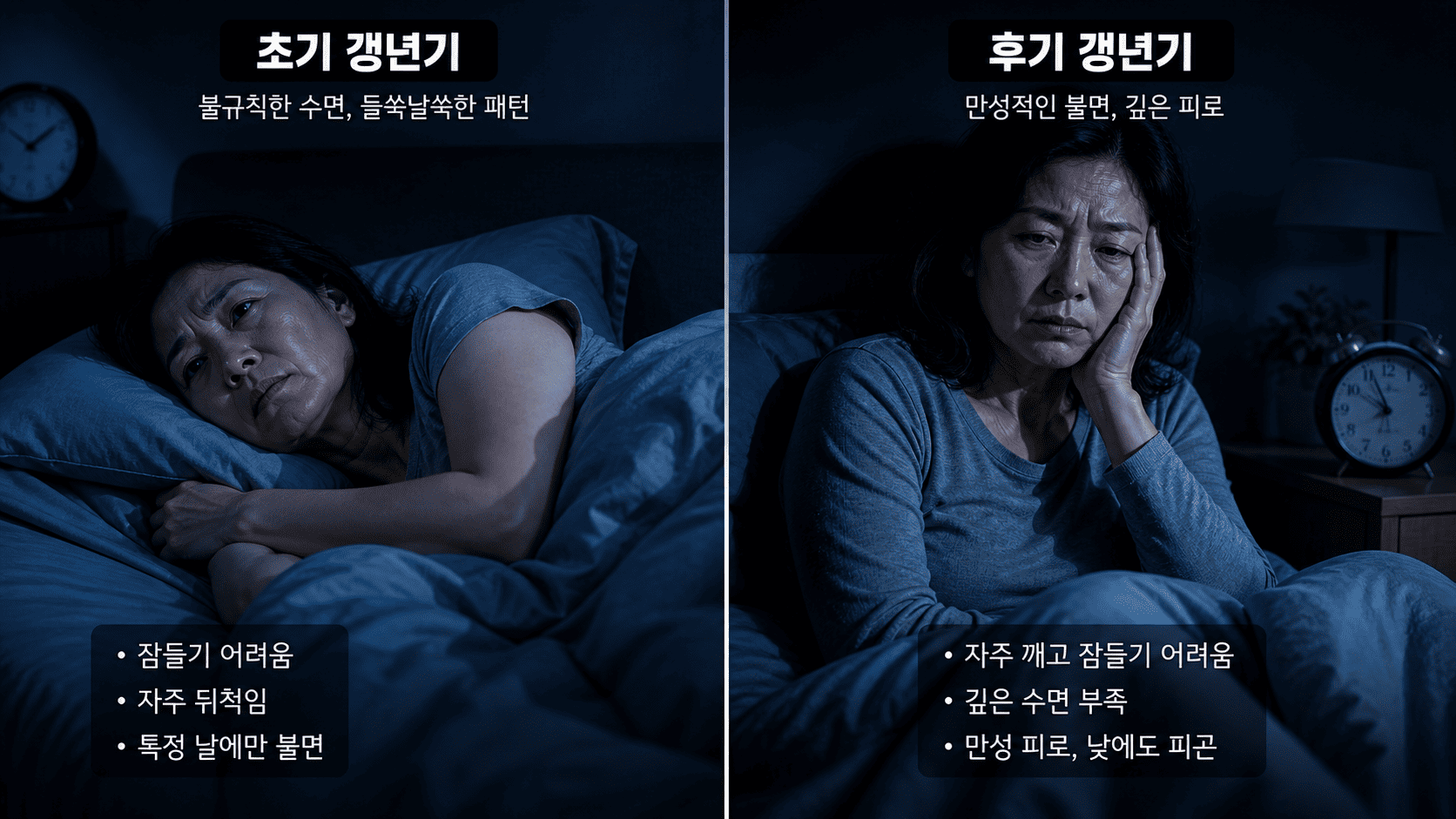 불면증 초기와 후기 수면 패턴 차이