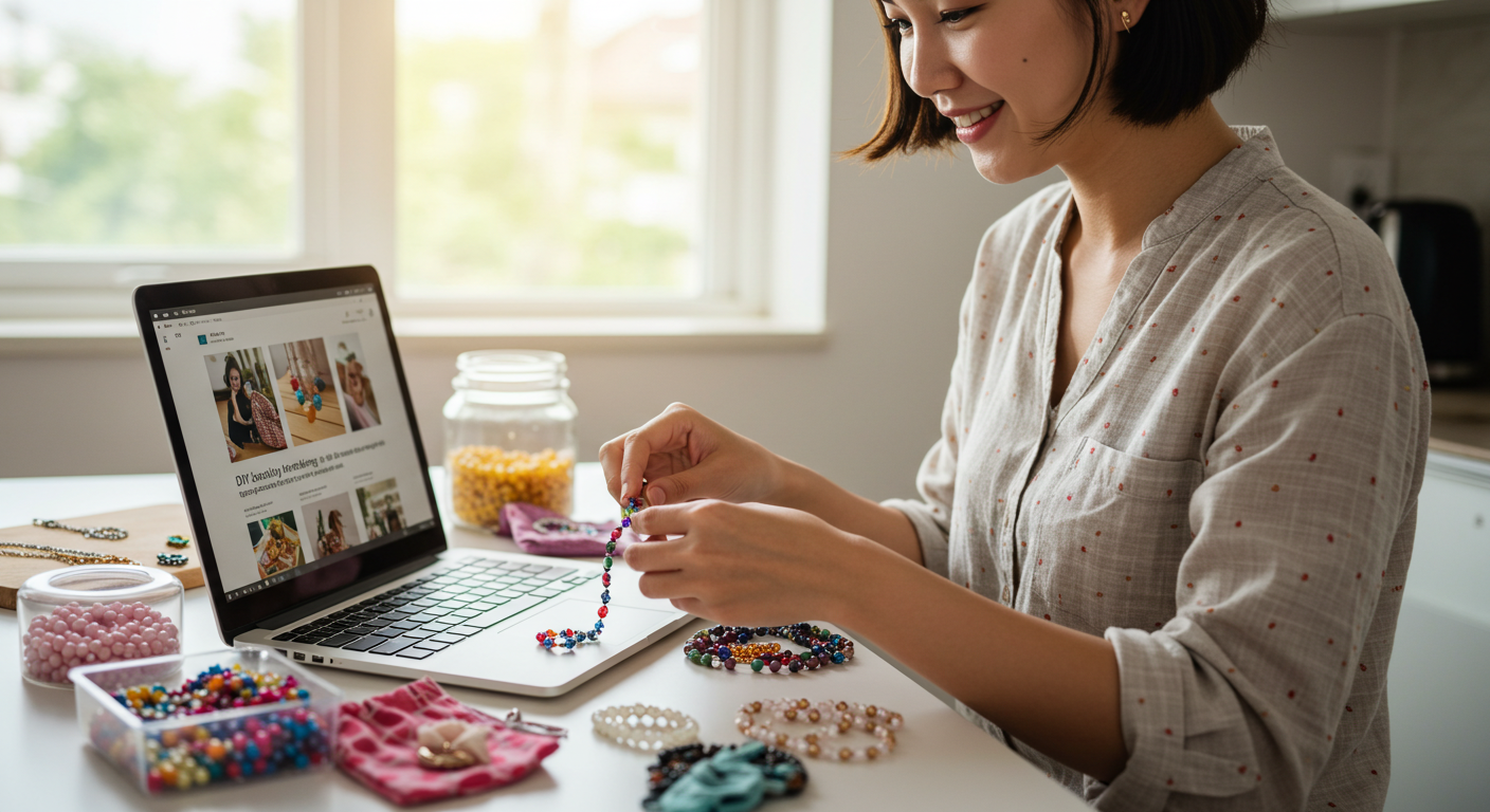 집에서 부업하는 모습