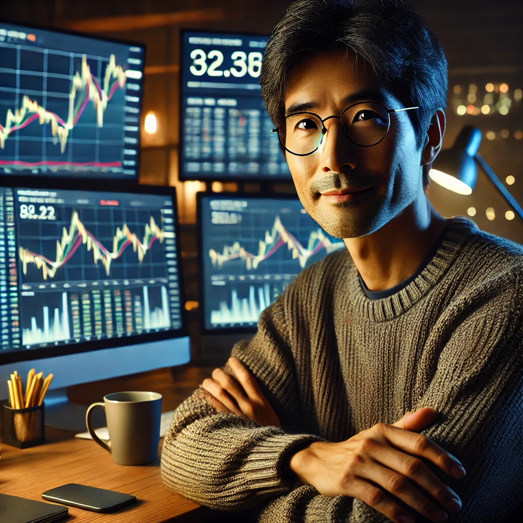 코인 존버하는 중년 이미지