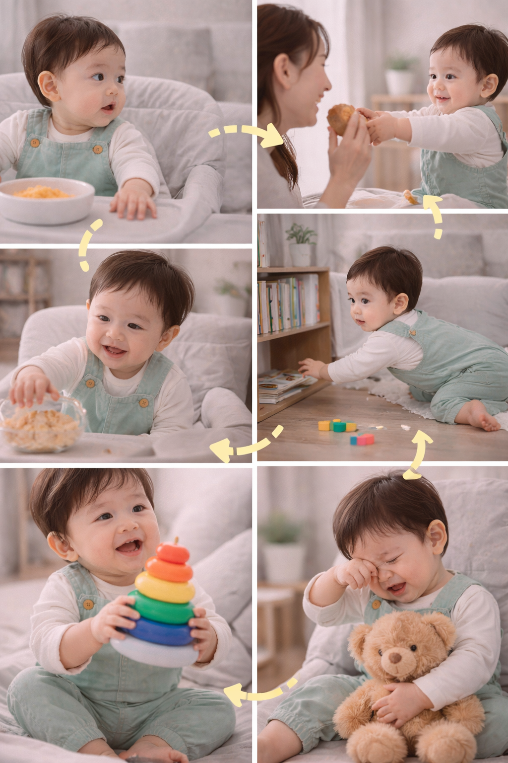 영아전환기 다양한 활동과 변화를 동시에 보이는 아기 모습