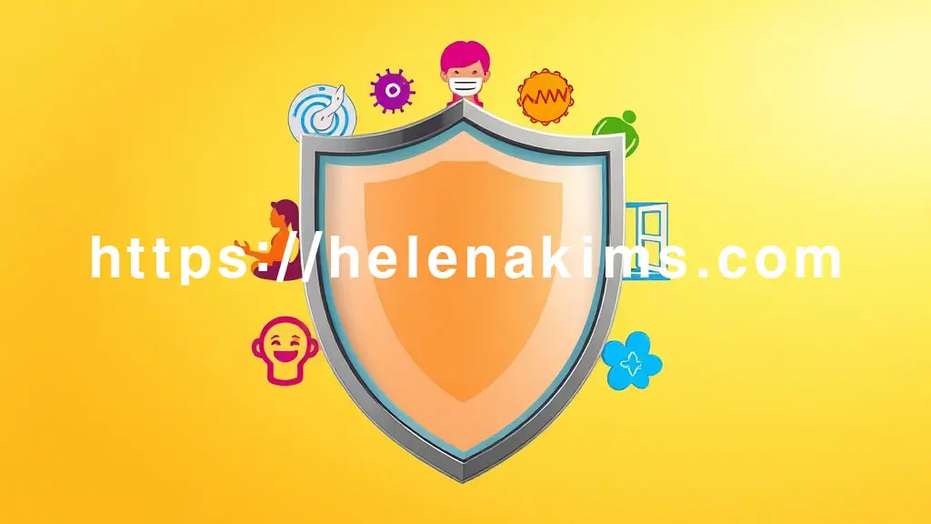 밝고 고급스런 배경에 다양한 아이콘들이 조화롭게 모여 있고, 아이콘들은 흐르는 물에 손 씻는 모습, 마스크 착용, 열린 창문 (환기), 명상 자세, 웃는 얼굴 등 일상 속 작은 건강 습관들을 상징하는 모습.