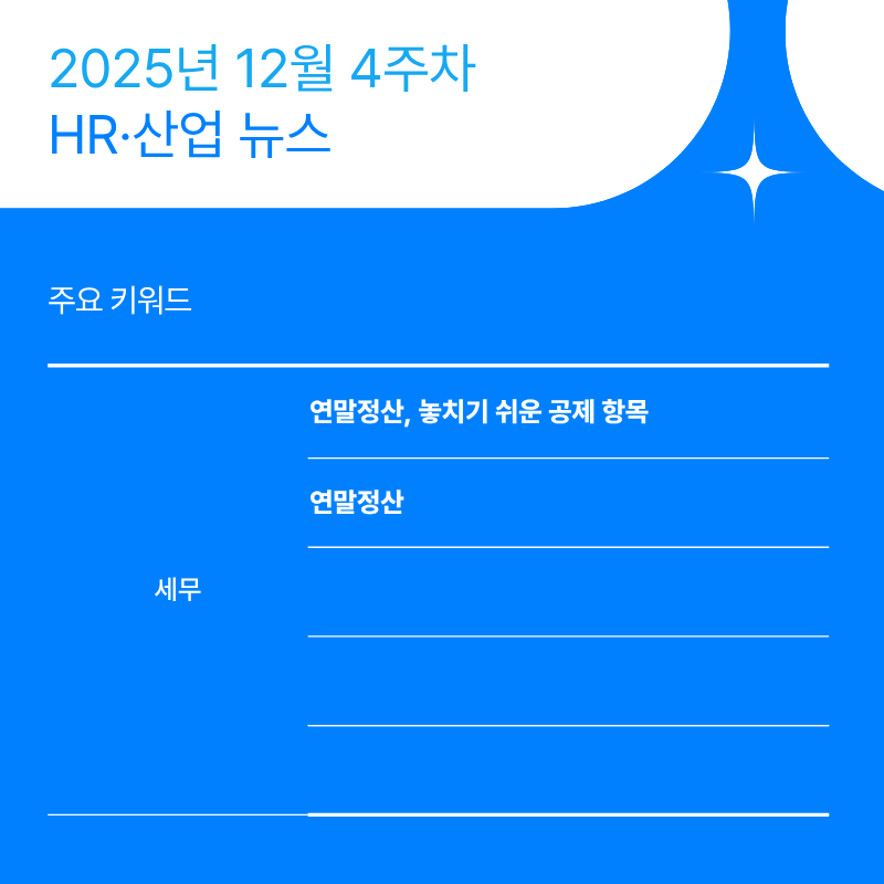 2025년 12월 4주차 HR&middot;산업 뉴스 클리핑