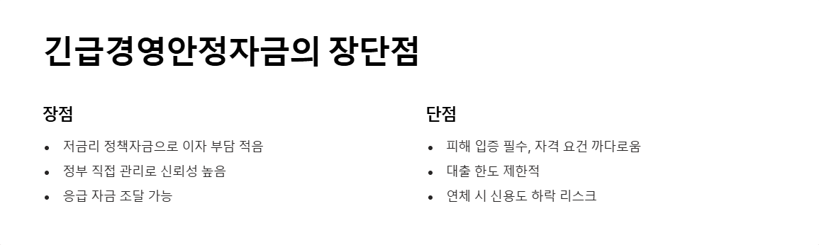 긴급경영안정자금의 장단점