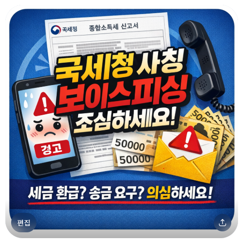 국세청 사칭 보이스피싱 조심!