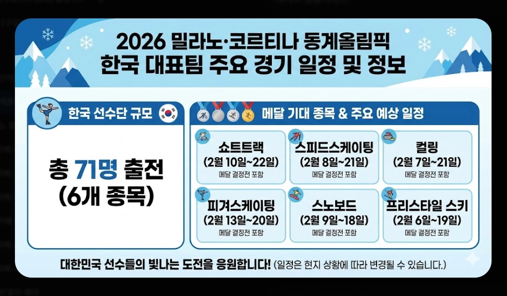 2026 동계올림픽 중계 [치지직&middot;네이버 무료] 경기 일정 및 시청 방법 완벽 가이드