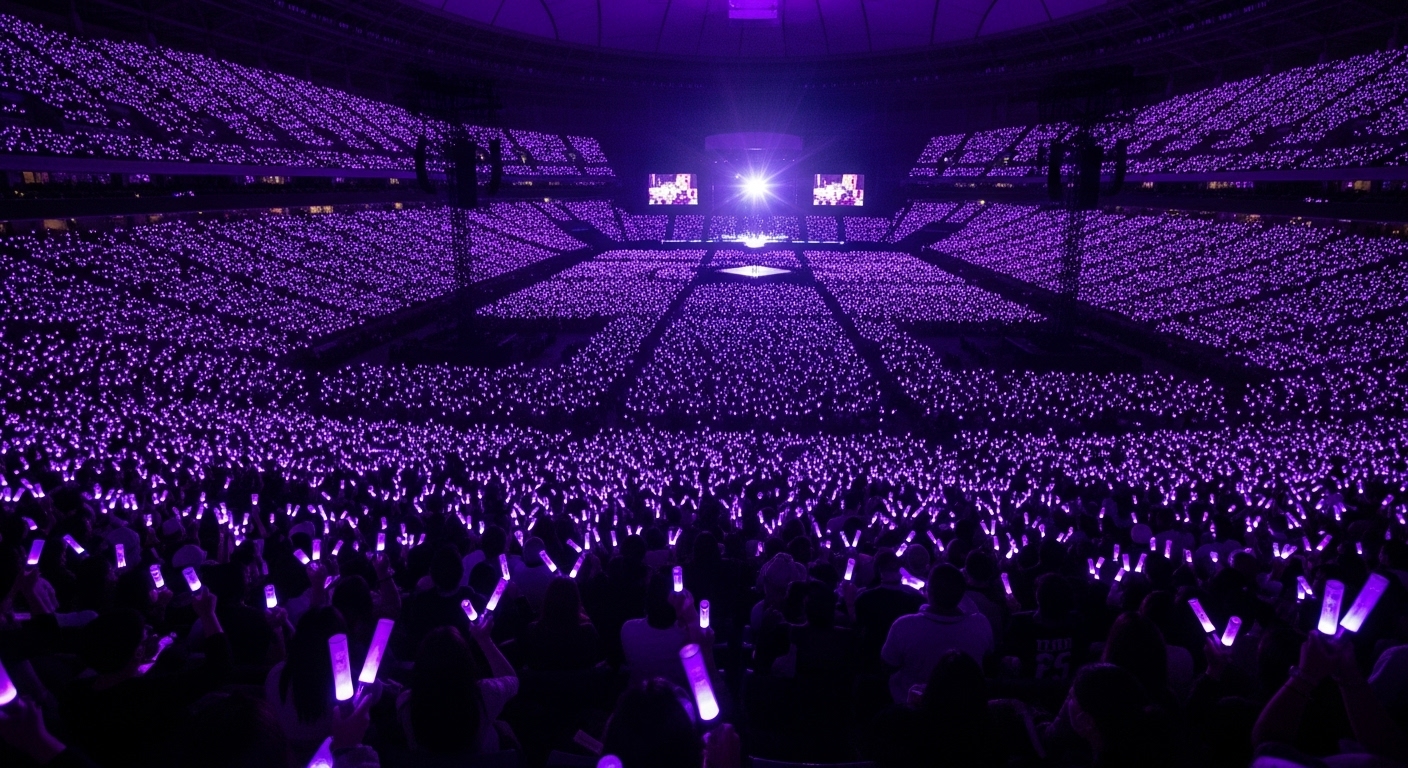 보랏빛 아미밤 물결로 가득 찬 고양 아레나 공연장 내부
