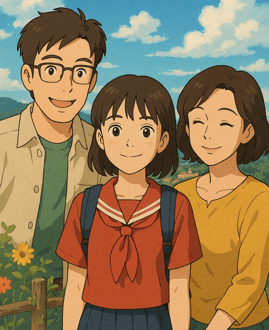 지브리 스타일 가족