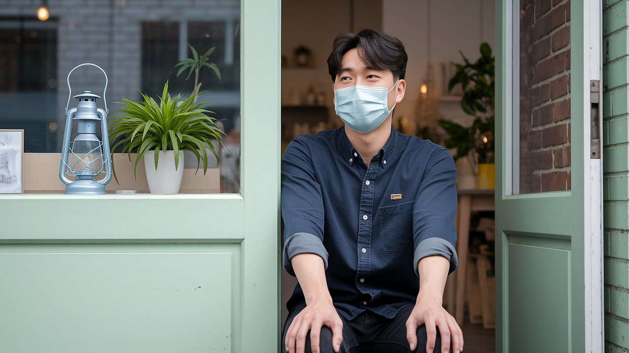 장사가 되지 않아 실의에 빠진 자영업자