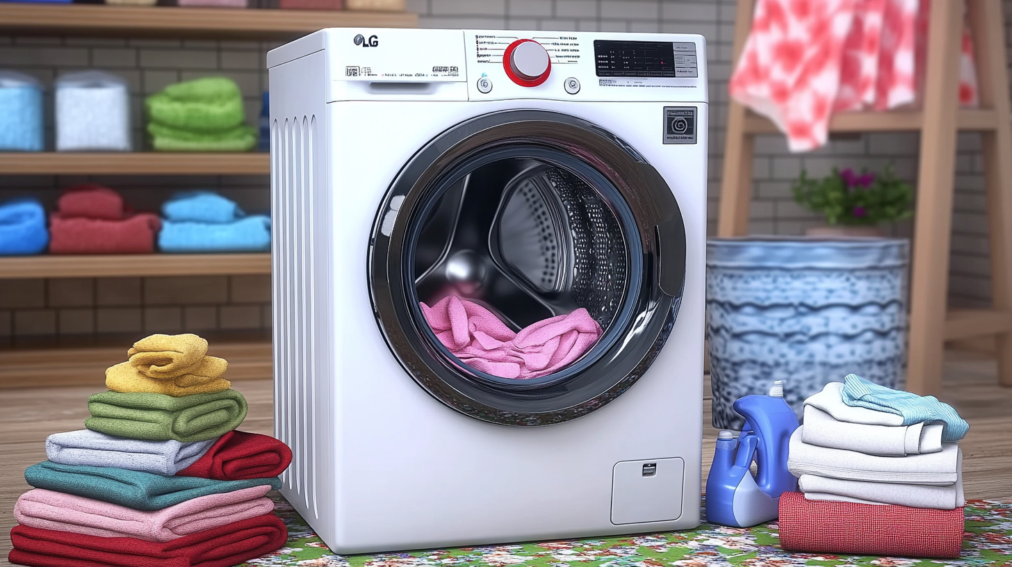 다양한 세탁물을 소화할 수 있는 튼튼하고 내구성 높은 LG 세탁기, 다양한 세탁 코스를 제공하는 모습