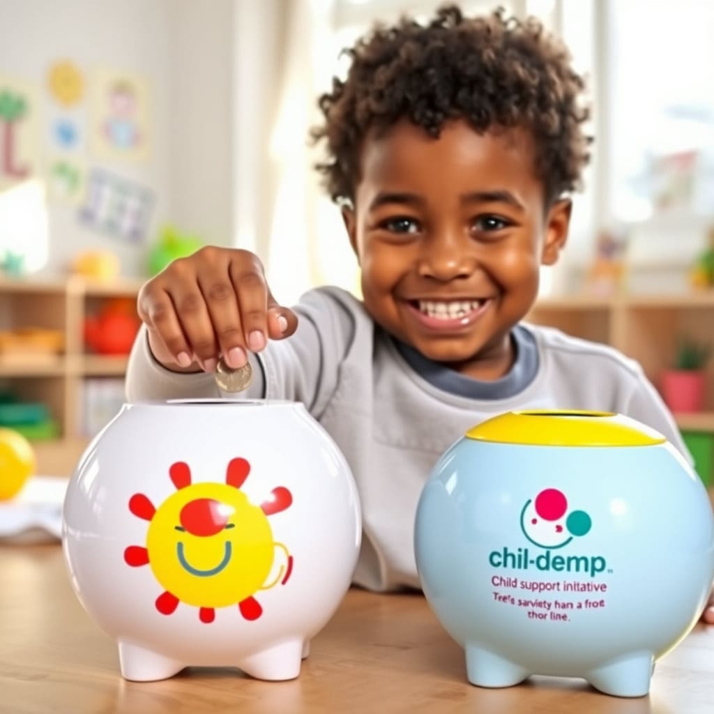 디딤씨앗통장 이미지와 아이의 저축하는 모습