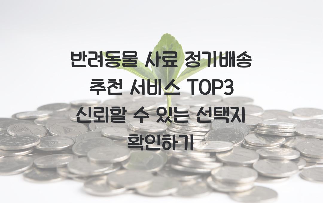 반려동물 사료 정기배송 추천 서비스 TOP3