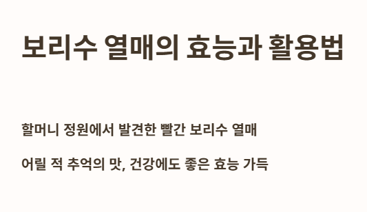 보리수 열매의 효능과 활용법