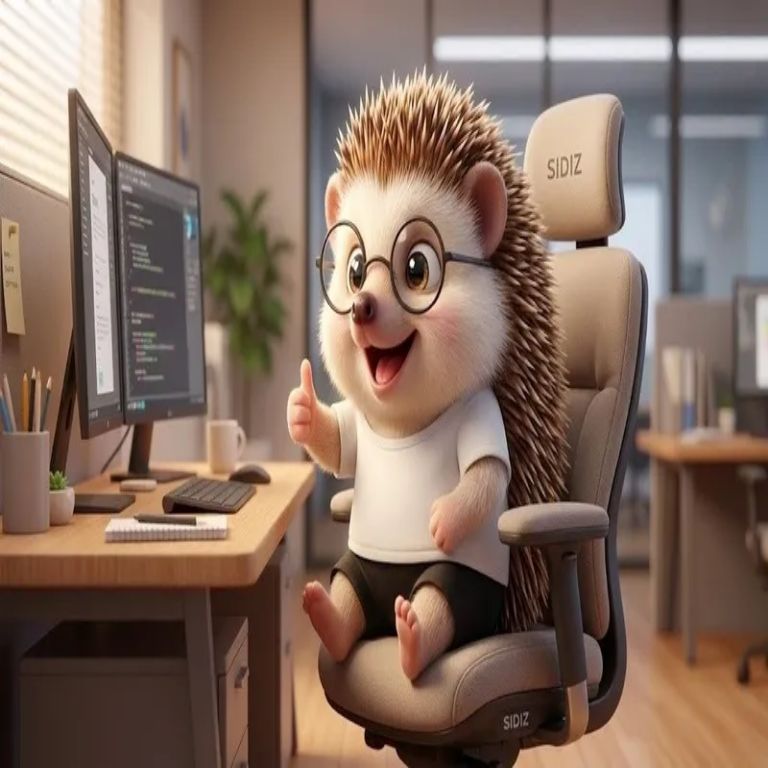 시디즈 의자에 앉아 만족해하는 도치씨