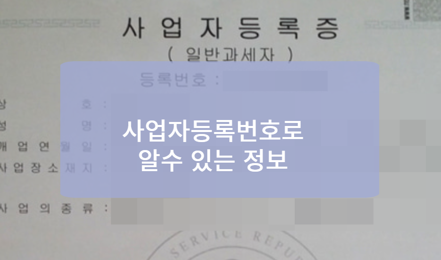 사업자등록번호로 알 수 있는 정보
