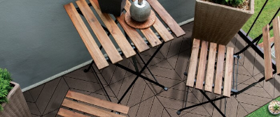 화이버우드로 데크 바닥을 시공한 사진