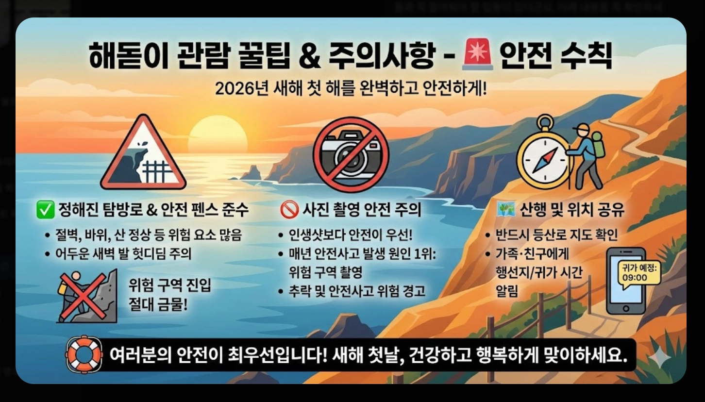 2026년 지역별 해돋이 시간 완벽 정리