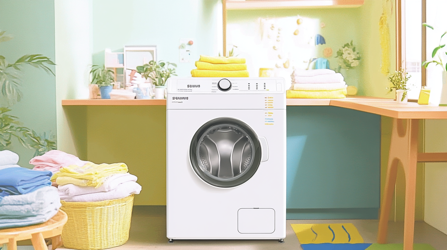 바쁜 가족의 가정에서 대량의 세탁을 효율적으로 관리하는 삼성 세탁기, 그 용량과 편리함을 보여준다.