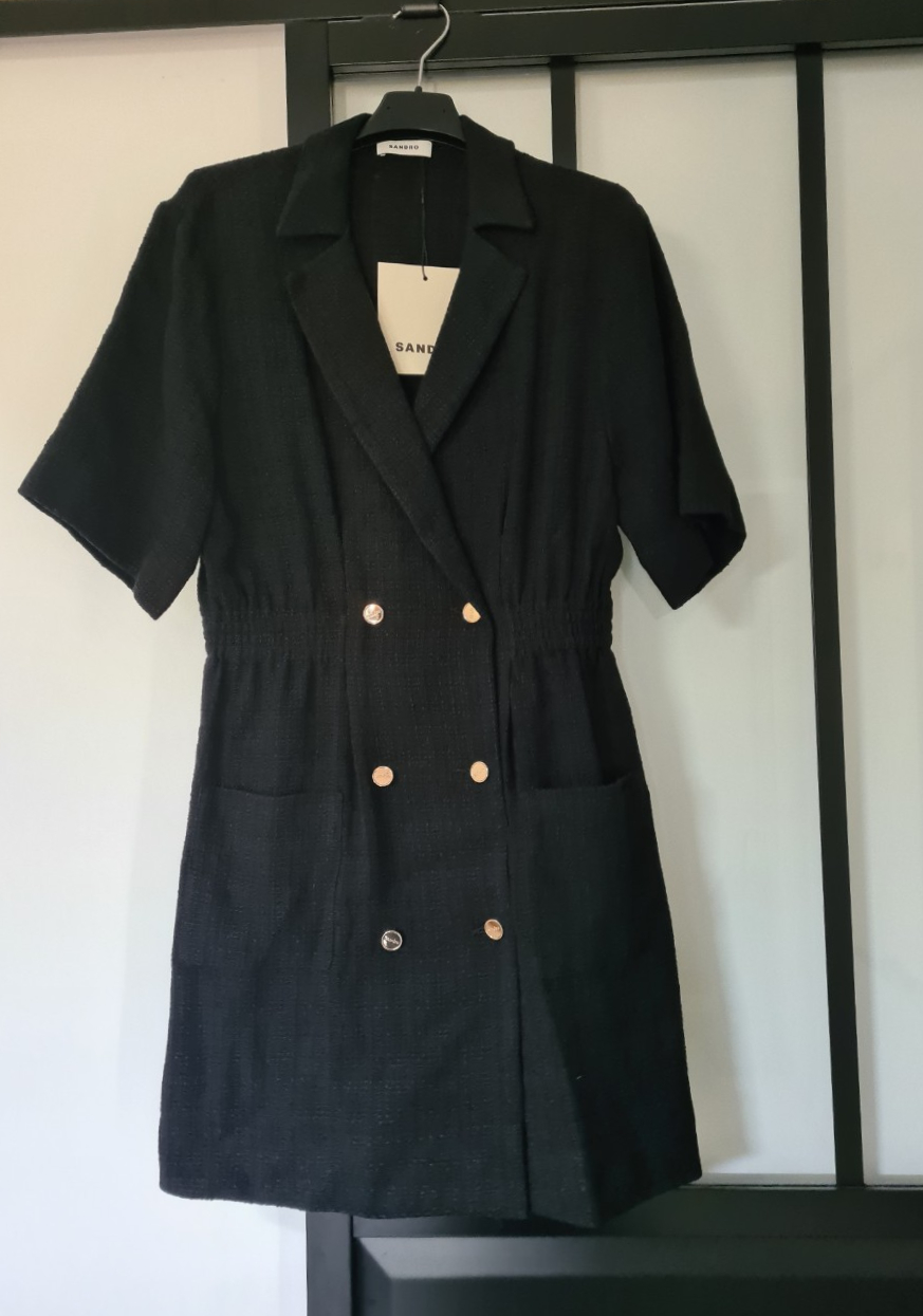 산드로 블랙 테일러드 카라 원피스