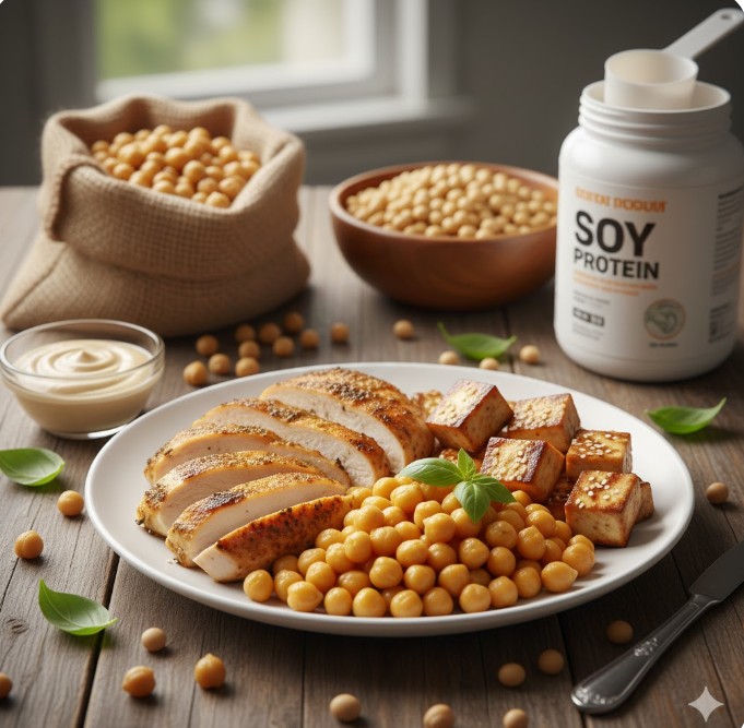 닭고기·병아리콩·대두 단백질로 고단백 식단