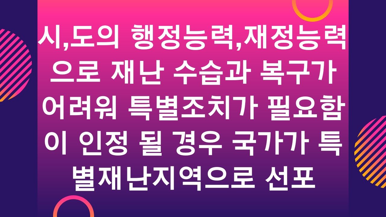 특별 재난 지역 혜택